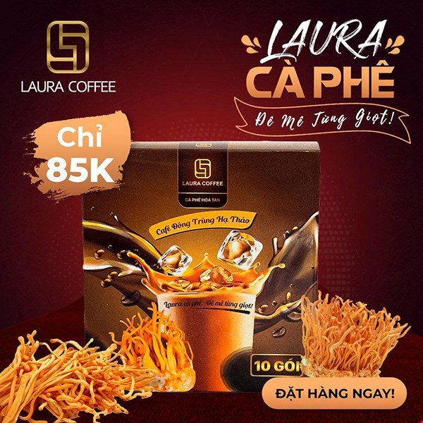 Cà phê Đông trùng Hạ thảo Laura Coffee hộp 10 gói - Laura Sunshine Nhật Kim Anh