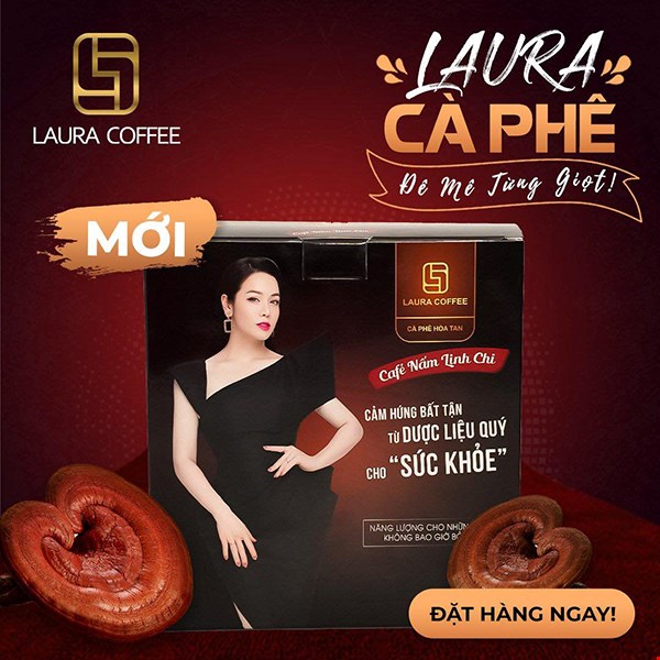 Combo 10 Hộp Cà phê nấm Linh chi Laura Coffee Hộp 10 gói - Tặng kèm 1 Bình Giữ Nhiệt Cao Cấp