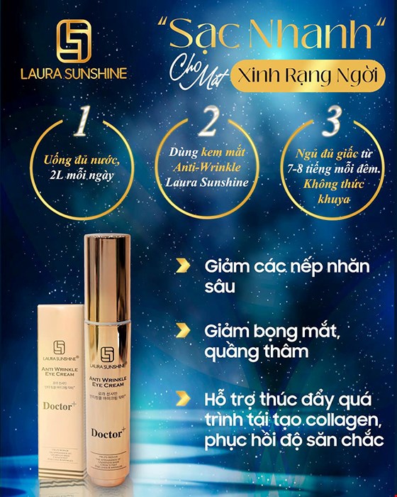 Kem dưỡng giảm nếp nhăn săn chắc vùng mắt Laura Sunshine Anti Wrinkle Eye 20ml