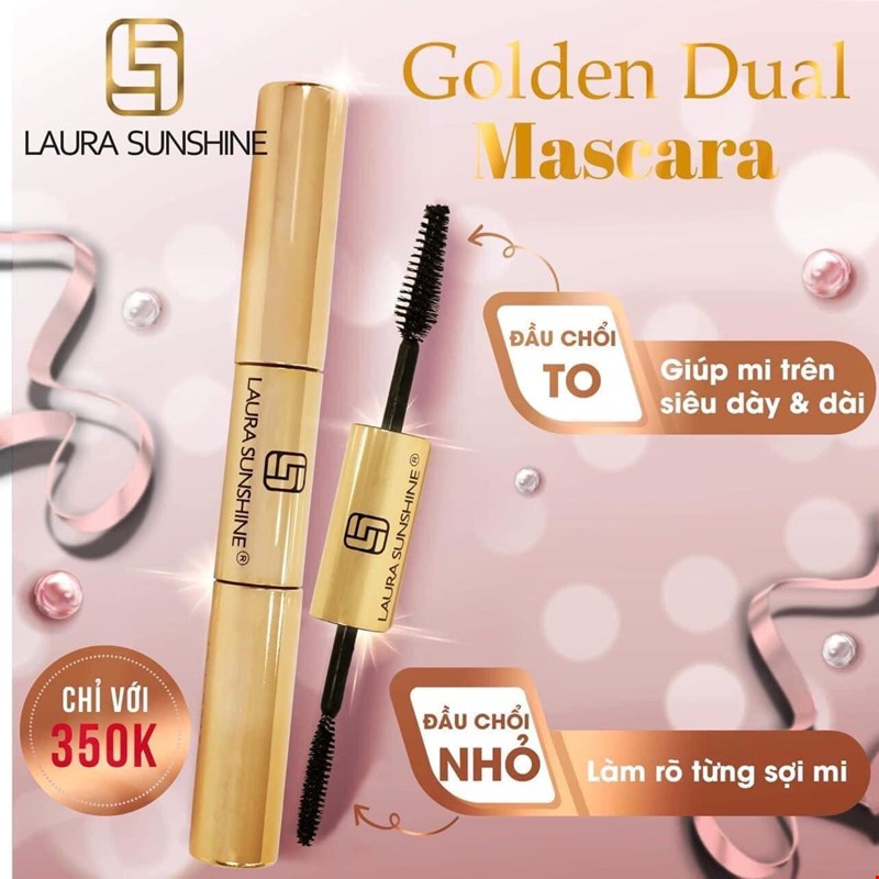 Mascara chuốt mi 2 đầu làm dày và dài mi không trôi Laura Sunshine Golden Dual 10ml