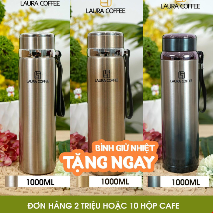 Combo 15 Hộp Cà phê nấm Linh chi Laura Coffee Hộp 10 gói - Tặng kèm 1 Ly Kim Cương Cao Cấp