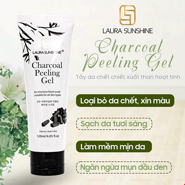 Tẩy tế bào chết than hoạt tính Laura Sunshine Charcoal Pelling Gel 120ml